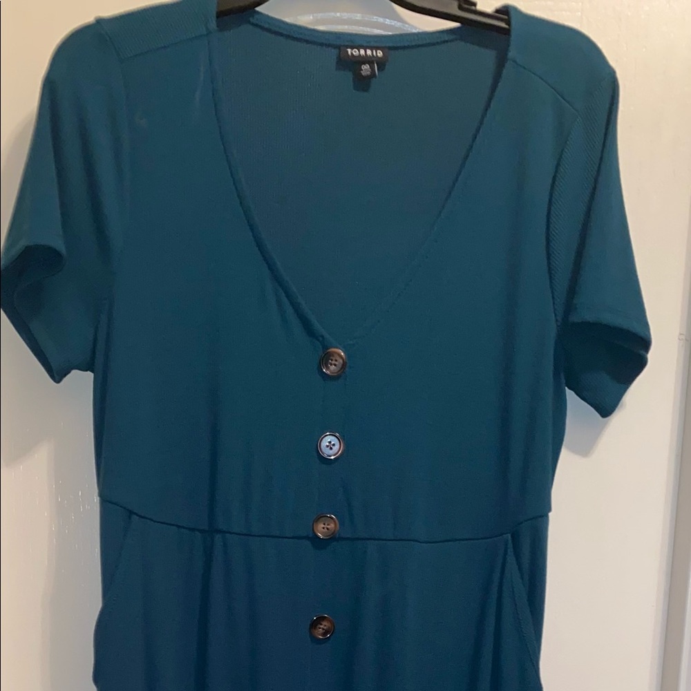 Torrid Teal Dress Size 00 fits a 12/14